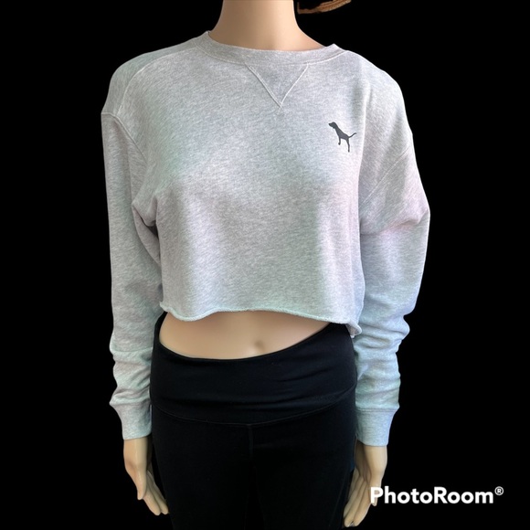 Pink Gray Crop Top Long Sleeve - Picture 2 of 4
